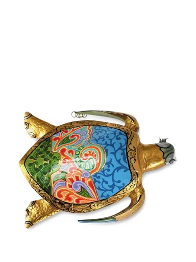Toms Drag Patterned Turtle Sculpture (32cm X 26cm) In Gold