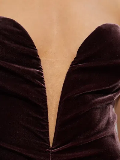 Tom Ford Midi Dress With Sweetheart Neckline In Brown