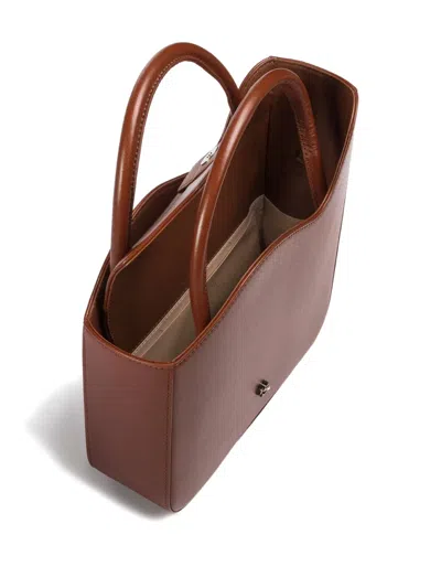 Le Silla Medium Ivy Wave-top Handle Bag In Brown