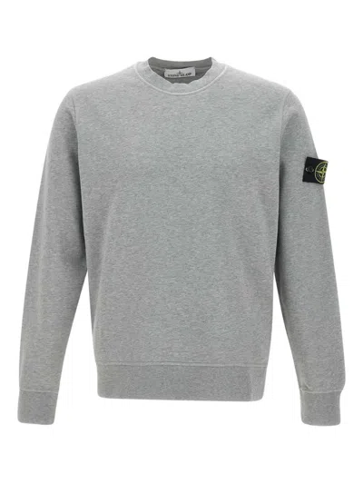 Stone Island Light Grey Cotton Fine Knit Sweaters In Gray