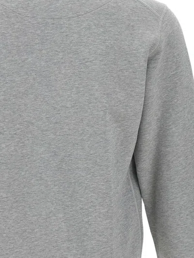 Stone Island Light Grey Cotton Fine Knit Sweaters In Gray