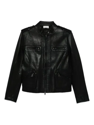 P.a.r.o.s.h Zip-up Leather Jacket In Black