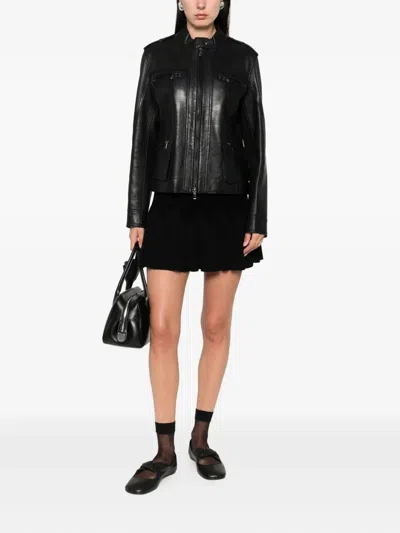 P.a.r.o.s.h Zip-up Leather Jacket In Black