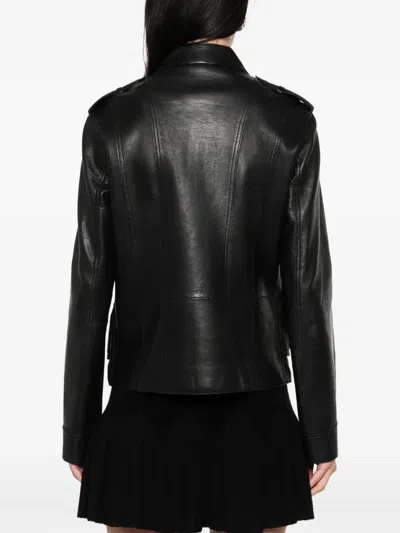 P.a.r.o.s.h Zip-up Leather Jacket In Black