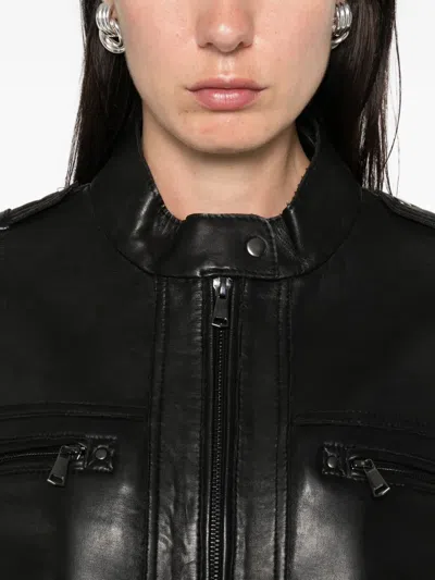 P.a.r.o.s.h Zip-up Leather Jacket In Black