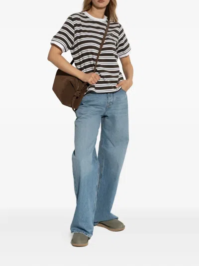 Ugg Tasman Wool-blend Fleece-lined Embroidered Suede Slippers In Green