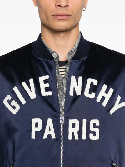 Givenchy Logo Bomber Jacket Puffer Jackets Blue In Multi