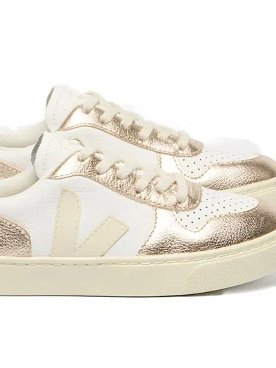 Veja Leather Metallic Sneakers In Brown