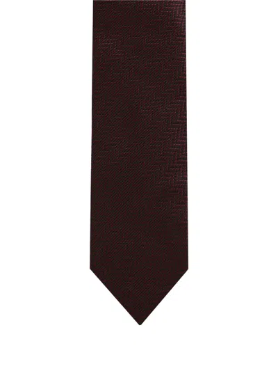 Tom Ford Herringbone-pattern Tie In Brown