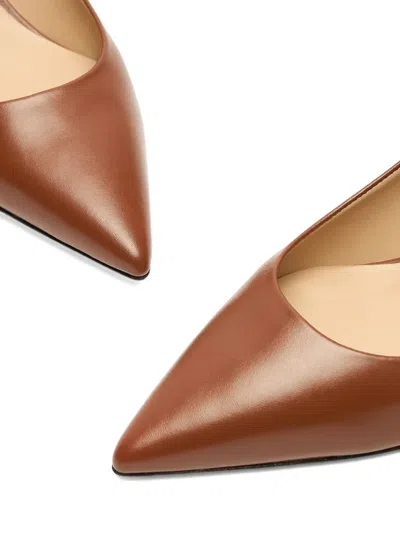 Stuart Weitzman 50mm Stuart Power Leather Pointed-toe Pumps In Brown