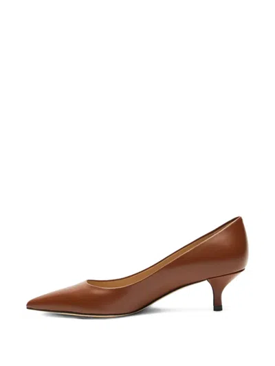 Stuart Weitzman 50mm Stuart Power Leather Pointed-toe Pumps In Brown