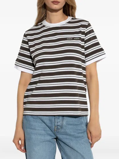 Samsoe & Samsoe Womens Turkish Coffee St. Sacamina Striped Cotton-jersey T-shirt In Multi