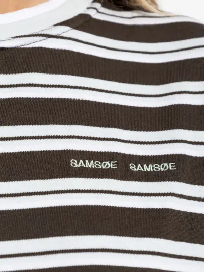 Samsoe & Samsoe Womens Turkish Coffee St. Sacamina Striped Cotton-jersey T-shirt In Multi