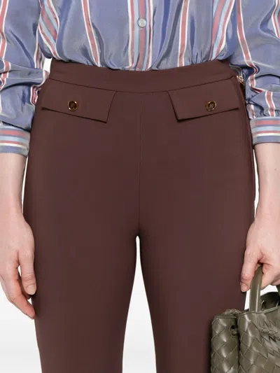 Elisabetta Franchi Cropped Trousers With Belt Loops And Buttoned Pockets In Brown