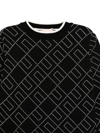 Elisabetta Franchi La Mia Bambina Geometric-pattern Knitted Dress In Black