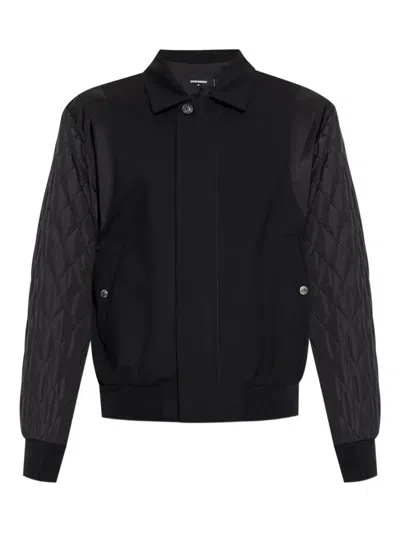 Dsquared2 Bomber Jacket With Quilted Sleeves In Black