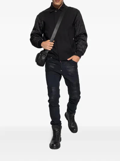 Dsquared2 Bomber Jacket With Quilted Sleeves In Black