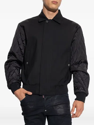 Dsquared2 Bomber Jacket With Quilted Sleeves In Black