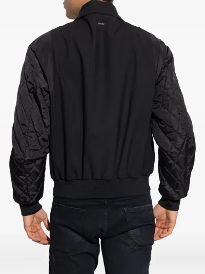 Dsquared2 Bomber Jacket With Quilted Sleeves In Black