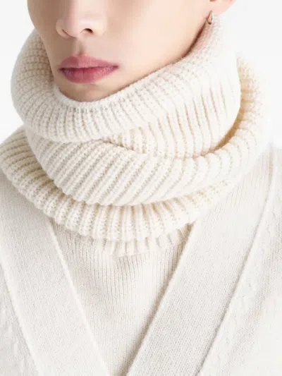 Lemaire Ribbed High-neck Snood In White