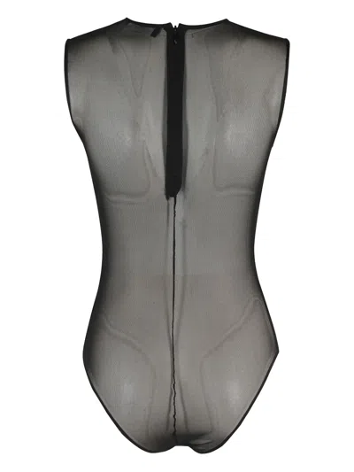 Federica Tosi Draped Tulle Bodysuit With Elegant Gathered Detail In Black