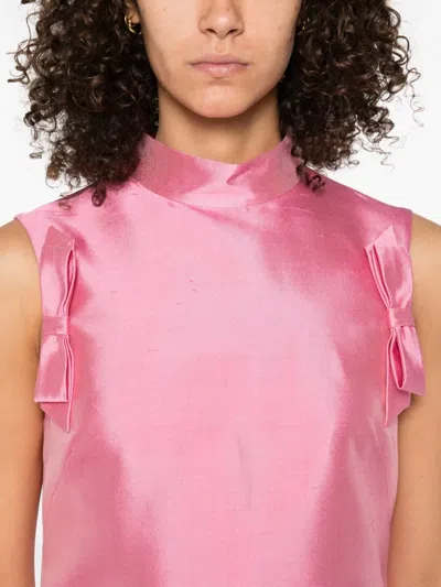Valentino Bow-detailed Silk-twill Mini Dress In Pink