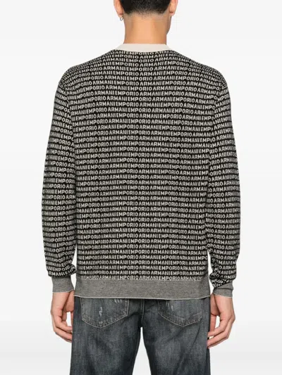 Emporio Armani Wool Crewneck Jumper With Ribbed Cuffs And Hem In Black