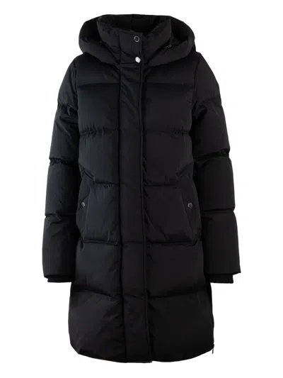 Woolrich Quilted Jacket With Concealed Zip And Snap Button Placket In Black
