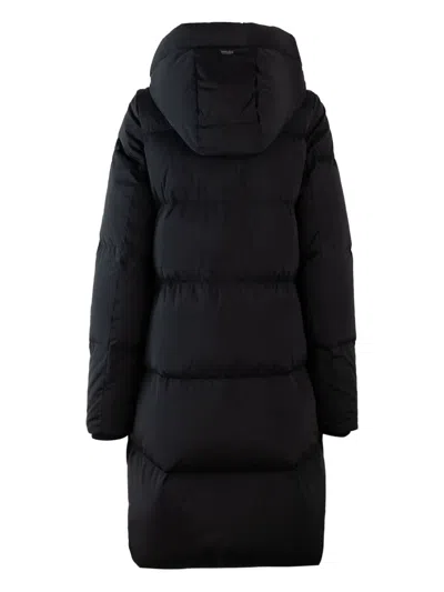 Woolrich Quilted Jacket With Concealed Zip And Snap Button Placket In Black