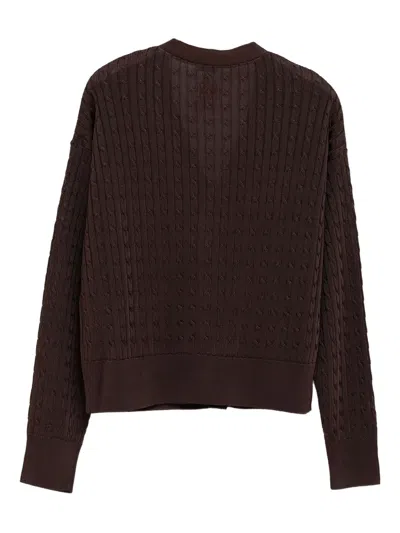 Loewe Cable-knit Buttoned Cardigan In Brown