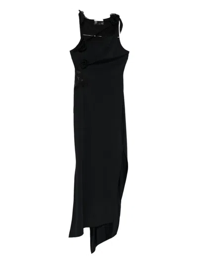 Coperni Asymmetric Maxi Dress With Decorative Details In Black