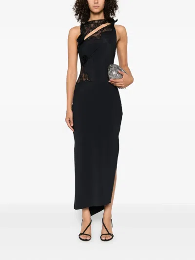 Coperni Asymmetric Maxi Dress With Decorative Details In Black