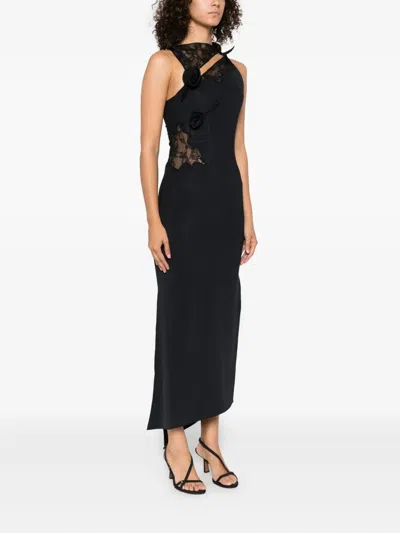 Coperni Asymmetric Maxi Dress With Decorative Details In Black