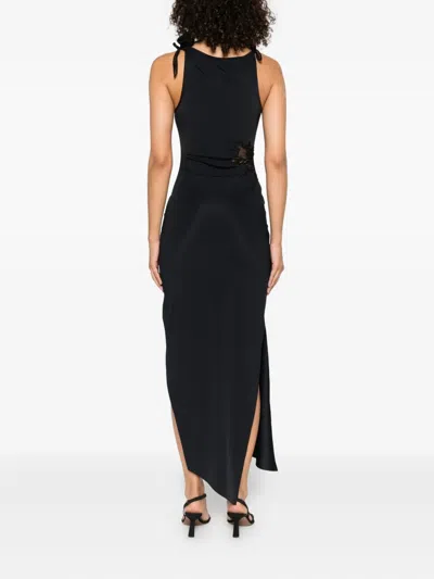 Coperni Asymmetric Maxi Dress With Decorative Details In Black