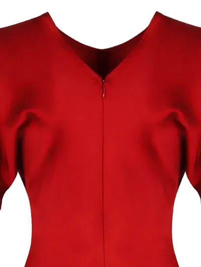 Victoria Beckham Womens Gathered Draped-sleeve Satin Maxi Dress Rose In Red