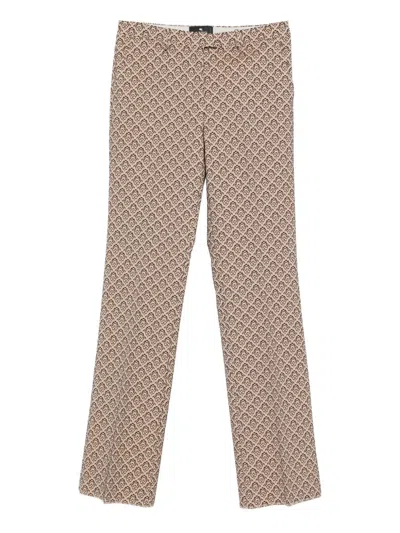 Etro Allover Floral Printed Straight-leg Trousers In Neutral