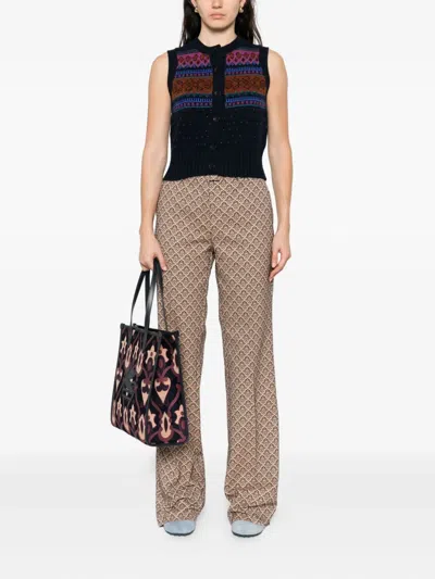 Etro Allover Floral Printed Straight-leg Trousers In Neutral
