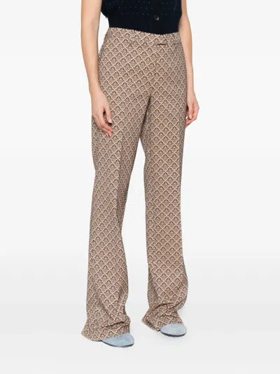 Etro Allover Floral Printed Straight-leg Trousers In Neutral