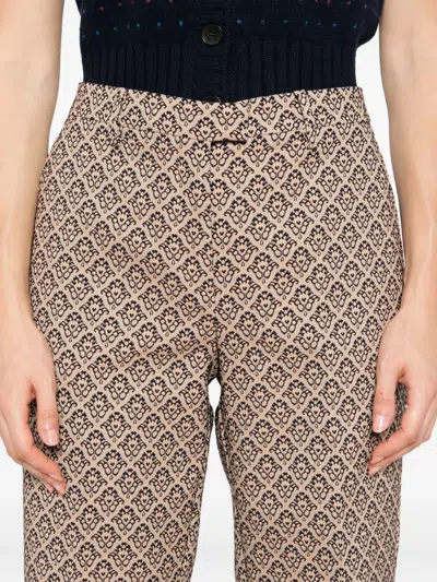 Etro Allover Floral Printed Straight-leg Trousers In Neutral