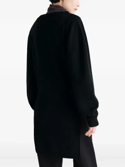 Lemaire Black Solid Round Neck Sweater In Black