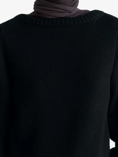 Lemaire Black Solid Round Neck Sweater In Black