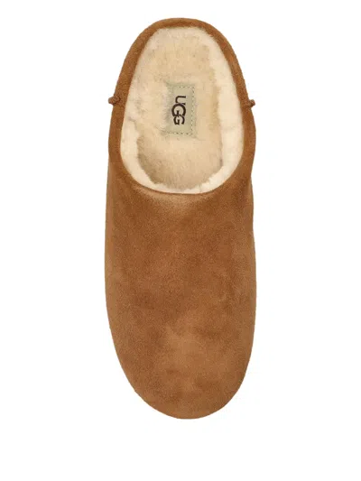 Ugg Slip-on Sandals With Smooth Suede Exterior In Brown