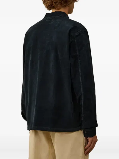 C.p. Company Classic Black Shirt-style Jacket With Structured Collar And Flap Pockets In Blue