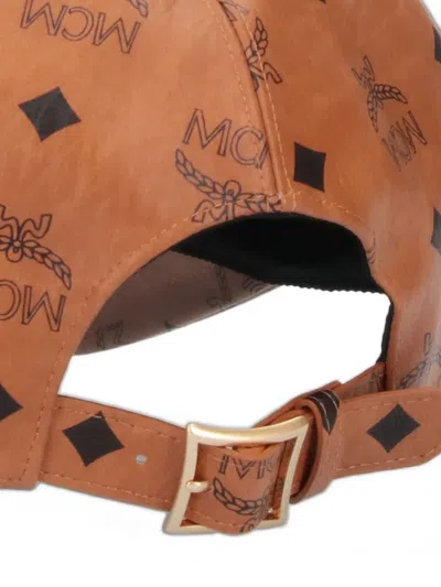 Mcm Casual Buckle Detail Curved Brim Hat In Brown