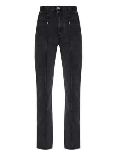 Isabel Marant Five-pocket Trousers With Belt Loops And Contrast Stitching In Black
