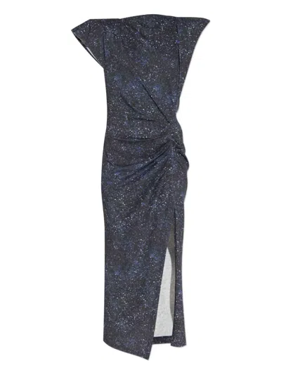Isabel Marant Mid-length Dress With Midnight Blue Print In Black
