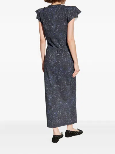 Isabel Marant Mid-length Dress With Midnight Blue Print In Black