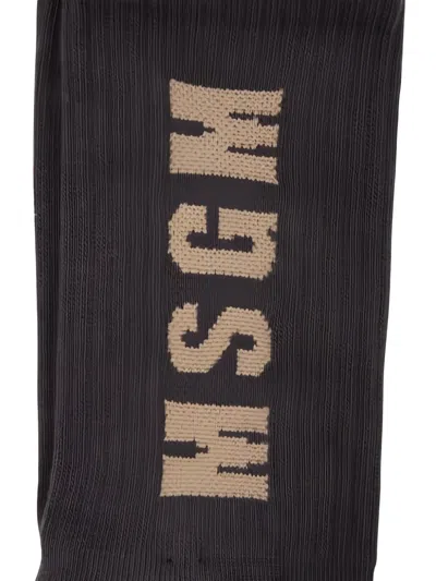 Msgm Logo-intarsia Socks In Gray