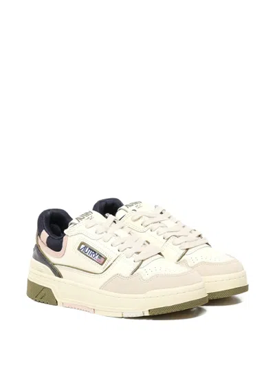 Autry Low Top Leather And Fabric Sneakers In Neutral