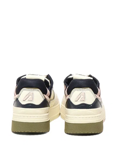 Autry Low Top Leather And Fabric Sneakers In Neutral
